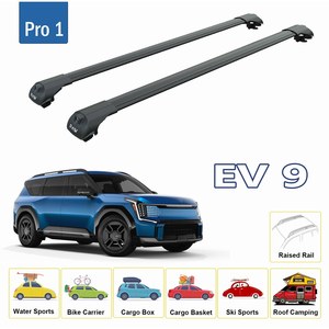 Barras Transversales para Techo de Kia EV9 2023 en Adelante, Rieles Elevados de Aluminio Negro - Product Image 5