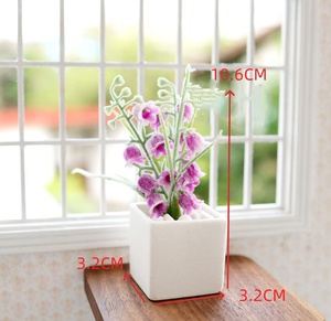 Planta Artificial en Miniatura para Fotografía, Campanilla Blanca en <span class=keywords><strong>Maceta</strong></span> Negra de Ceramoplastic - Product Image 2