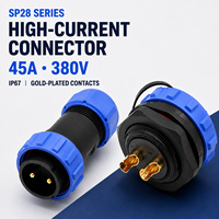 Industrieller Hochstrom-SP28 Wasserdichter Steckverbinder IP67 Luftfahrtstecker 45A 380V Vergoldete Runde Panelbuchse