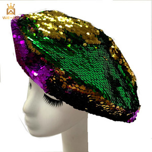 Fancy Vui Đảng Carnival Màu Xanh Lá Cây Vàng Tím Màu Mardi Gras <span class=keywords><strong>Top</strong></span> <span class=keywords><strong>Hat</strong></span> Nhỏ <span class=keywords><strong>Hat</strong></span> Berets <span class=keywords><strong>Hat</strong></span> - Product Image 3