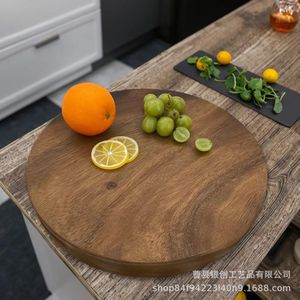 Tabla de cortar de madera maciza para cocina, redonda, de doble cara, para carne y alimentos cocinados - Product Image 1