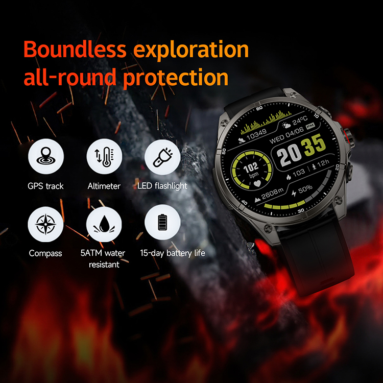 2025 FT66 Rugged GPS Smart Watch with AMOLED Display, 3ATM