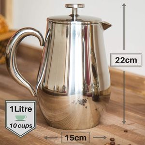 <span class=keywords><strong>Cafetière</strong></span> <span class=keywords><strong>à</strong></span> <span class=keywords><strong>piston</strong></span> en métal de 1 litre avec coque en acier inoxydable <span class=keywords><strong>à</strong></span> double paroi, garde le café chaud longtemps, outils de barista - Product Image 2