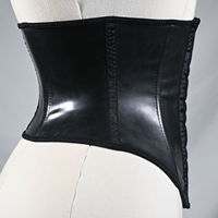 Corset serre-taille avant court et arrière long en latex, ceinture de maintien ferme pour le ventre, grande taille, noir gothique