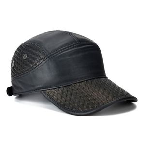 Casquette de baseball d'hiver pour homme, nouveau design, 5 panneaux, en cuir véritable - Product Image 4