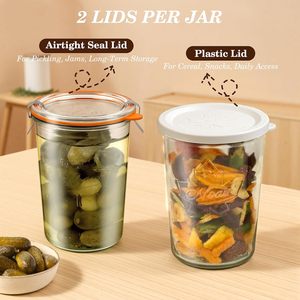 Bocaux de conserve Freshmage de 800 ml (27 oz) avec couvercle en <span class=keywords><strong>verre</strong></span>, couvercle en plastique, large ouverture, contenants de stockage en <span class=keywords><strong>verre</strong></span> hermétiques - Product Image 2