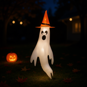 Decoración de Halloween para Jardín con Muñeco Fantasma LED y Sombrero de Bruja, Juego de 4 Piezas - Product Image 2