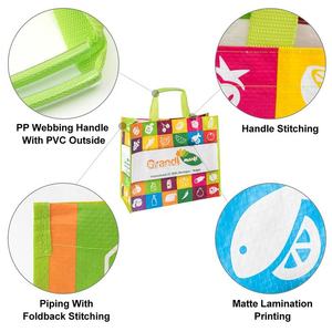 Bolsa de mano laminada reutilizable personalizada, tejido de polipropileno PP con asa de algodón, bolsa de compras con patrón de letras personalizado - Product Image 3