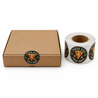 Autocollant en vinyle personnalisé pour sceller les pizzas, découpé sur mesure, adhésif, pour boîte d'emballage alimentaire avec logo d'entreprise, impression vintage