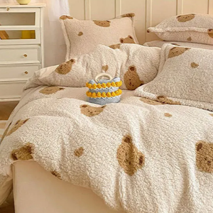 Juego de ropa de cama gruesa de lana de leche, juego de cuatro piezas de edredón de lana de coral, Farais, Sábana polar de <span class=keywords><strong>doble</strong></span> <span class=keywords><strong>cara</strong></span> - Product Image 1