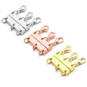JF2207 beliebte versilberte 2 3 doppelte dreireihige geschichtete Halskette Schmuck Magnet verschluss mit Karabiner verschluss - Product Image 1