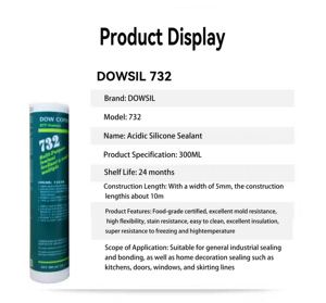 FZR Dowsil 732 Scellant silicone résistant aux hautes températures, époxy, certifié qualité alimentaire, adhésif d'emballage - Product Image 5