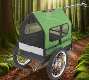 <span class=keywords><strong>Remorque</strong></span> à vélo pliable pour animaux de compagnie, robuste, roues <span class=keywords><strong>tout</strong></span>-<span class=keywords><strong>terrain</strong></span>, longue poignée de remorquage, porte-bagages en maille ventilée, plateforme métallique imperméable - Product Image 2