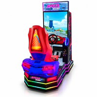 Machine de jeu d'arcade de course, simulateur de conduite monoplace avec volant, pédales et armoire lumineuse à LED pour divertissement en intérieur
