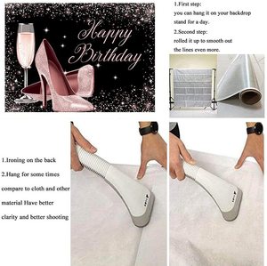 Rose Gold Glitter Gelukkige Verjaardag Achtergrond Hoge Hakken Champagne Glas Fotografie Achtergrond Voor Volwassen Vrouwen Verjaardagsfeestje - Product Image 6