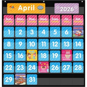 Calendario de Bolsillo Rectangular Minimalista, 25x24 Pulgadas, 44 Bolsillos, Material de PVC, Gestión del Tiempo, Tablero para el Aula, Regreso a Clases - Product Image 1