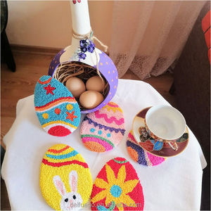 Ventes directes d'usine personnalisable vacances de Pâques fournitures oeuf cadeau ensemble à la main poinçon aiguille sous-verres artisanat tasse tapis - Product Image 1