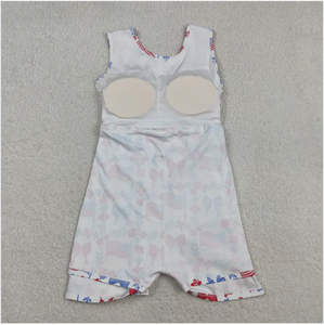 Combinaison pour fille GSD3500 avec nœuds drapeau américain du 4 juillet, style yoga - Product Image 6