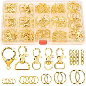 Kit para hacer llaveros: Cierres de mosquetón, anillas para llaveros, clips para llaveros, anillas, suministros de manualidades para proyectos de llaveros, joyería y cordones DIY - Product Image 1