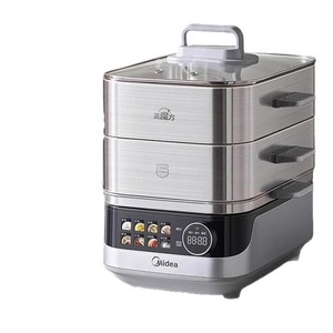 Cuiseur vapeur électrique Midea Cube 19L, cuiseur vapeur à trois couches en acier inoxydable, tout en acier, pour poisson, viande, légumes, nouilles - Product Image 1