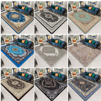 Tapis d'appoint personnalisé en velours cristal rouge et noir, motif médaillon persan, imprimé, antidérapant, doux, pour salon, style vintage oriental