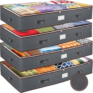 Rectangular Lightweight Under <b>Bed</b> Storage <b>Bags</b> & Containers Gray 90L 4-Pack - Product Image 1