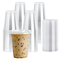 Lot de 100 gobelets jetables transparents sans BPA de 12 oz / 16 oz avec couvercles et pailles pour mariages, café glacé, smoothies, milkshakes et boissons froides