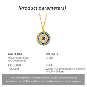 Kalung mata Turki terlaris liontin perhiasan 925 perak murni biru pirus zirkon mata jahat kalung untuk wanita - Product Image 6