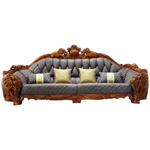 2022 The most popular solid wood luxury living room sofa living room set furniture living room leather sofa set