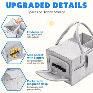 Cesta de Viaje de Fieltro Portátil con Múltiples Bolsillos y Logotipo Personalizado, Organizador de Guardería, Bolsa de Almacenamiento <span class=keywords><strong>para</strong></span> Pañales de Bebé, <span class=keywords><strong>para</strong></span> Recién <span class=keywords><strong>Nacidos</strong></span> - Product Image 2