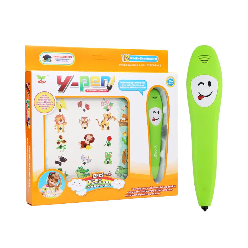 Early Educational toy voice point reading pen Y pen with 12pcs learning card set English study papers