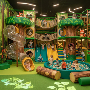 Équipement de terrain de jeu intérieur commercial pour enfants, structure de jeu personnalisée avec fosse à balles, sur le thème de la forêt - Product Image 2