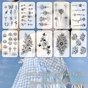 Nouvel autocollant de tatouage temporaire à motif floral et animalier pour <span class=keywords><strong>femme</strong></span>, papillon sexy, imperméable, papier de luxe léger - Product Image 1