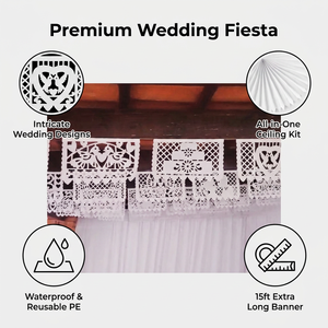 Guirnaldas de Papel de Seda Blancas para Fiestas y Bodas, Banderines de 14 x 9 Pulgadas Precolgados para Decoración de Fiestas Temáticas Mexicanas - Product Image 6