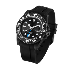 Montre automatique GMT en fibre de carbone NH34 avec verre saphir et bracelet en caoutchouc - Product Image 1