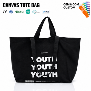 Sac fourre-tout en toile de coton écologique personnalisé avec logo et motif lettres, fermeture éclair, idéal pour la publicité et l'usage quotidien - Product Image 1