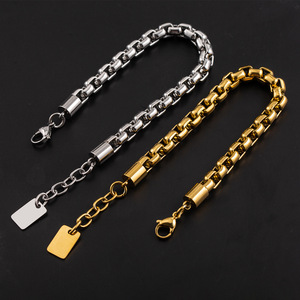 Stainless Steel Gold Plated Thick O Chain Bracelet For <b>Men</b> Casual Sporty Jewelry Silver And Gold Color Options - Product Image 1