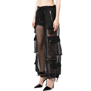 Nouveautés Jeans Taille Haute de Haute Qualité Coupe Ample Droite Jambe Large avec Patchwork en Organza - Product Image 2
