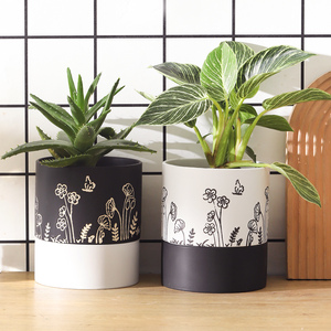 Vaso Autoirrigante in Ceramica da 8/6/4,5 Pollici con Foro di Drenaggio e Serbatoio d'Acqua <span class=keywords><strong>per</strong></span> <span class=keywords><strong>Piante</strong></span> da Interno ed Esterno - Product Image 4