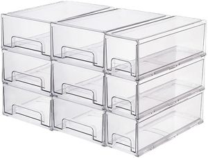 Transparent PET Injection Molded <b>Rectangle</b> Stackable Fridge Storage Box <b>Bins</b> for Refrigerator Drawer Organizer - Product Image 4
