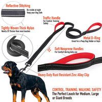 Laisse pour chien robuste de 6 pieds de long avec 2 poignées rembourrées pour chiens de taille moyenne à grande