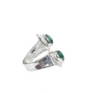 Natural Malachite <b>Adjustable</b> Open <b>Ring</b> in 925 Sterling <b>Silver</b> Handmade Artisan Jewelry Wholesale Manufacturer - Product Image 5