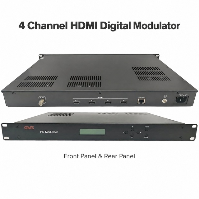 4-Channel 4CH HD QAM DVB-T Encoder Modulator H.264 HDMI to RF CATV Headend Digital TV Modulator with Multiplexing
