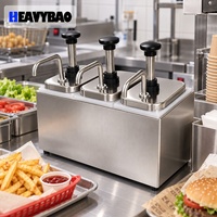 Heavybao Équipement de Restauration : Distributeur de Condiments en Seau, Pompe à Sauce, Distributeur de Ketchup, Station de Distribution de Condiments en Acier Inoxydable