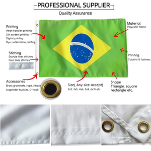 Bandierine Ecologiche Impermeabili con Stampa Tipografica della Bandiera Brasiliana, 100% Poliestere, Vendita all'Ingrosso - Product Image 2