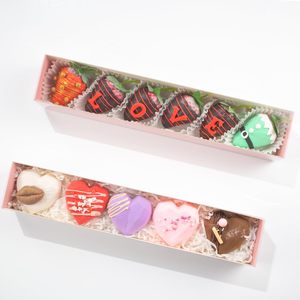 Boîtes cadeaux en papier chocolat et <span class=keywords><strong>fraise</strong></span>, taille et couleur personnalisées pour macarons, truffes, desserts, emballage alimentaire avec couvercle transparent - Product Image 2