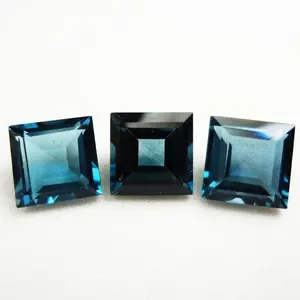 Topaze bleue de Londres naturelle coupe carrée de 11mm "prix d'usine de gros pierre précieuse en vrac à facettes de haute qualité" par carat | Londres |