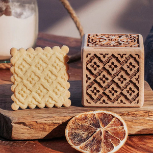 Tampon à biscuits en bois vintage 6 en 1, tampon à biscuits en bois pour la pâtisserie artistique, tampon à pâtisserie en bois gaufré avec <span class=keywords><strong>emporte</strong></span>-pièce - Product Image 6