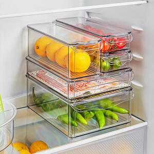 Boîtes de rangement rectangulaires transparentes pour réfrigérateur avec couvercle à clipser, qualité alimentaire, pour la conservation des légumes et des fruits dans la cuisine - Product Image 4