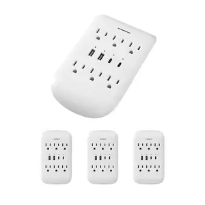 2 Type A Ports and 2 Type C Ports Wall Receptacle Extenders Surge Protected Current Tap Wall Receptacle Standard Grounding White